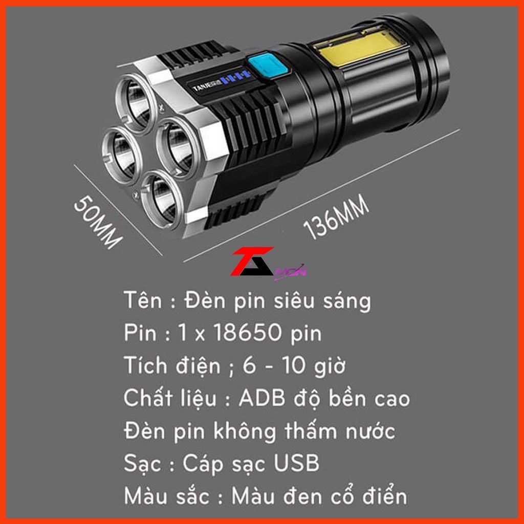 ĐÈN PIN CẦM TAY 4 BÓNG 