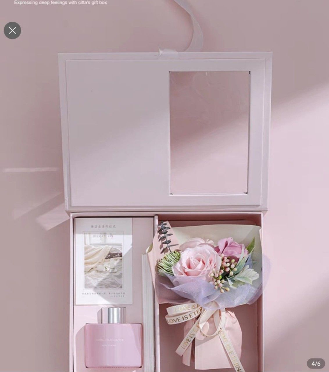 HỘP QUÀ TẶNG NƯỚC HOA KÈM BÓ HOA KHÔ TÚI XÁCH