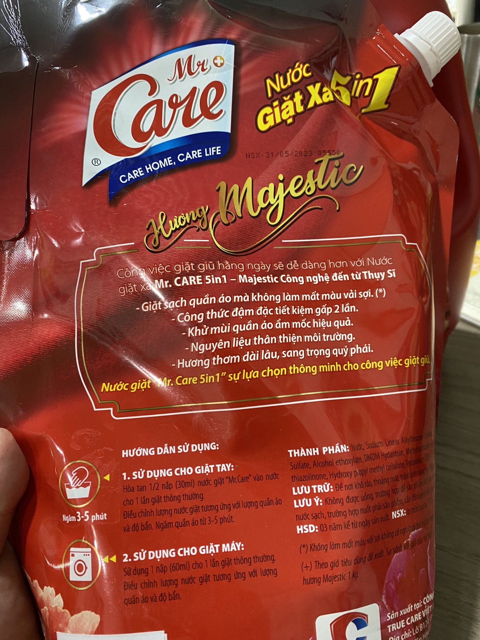Nước Giặt xả 5 In 1 MR CARE - túi 2 kí 
