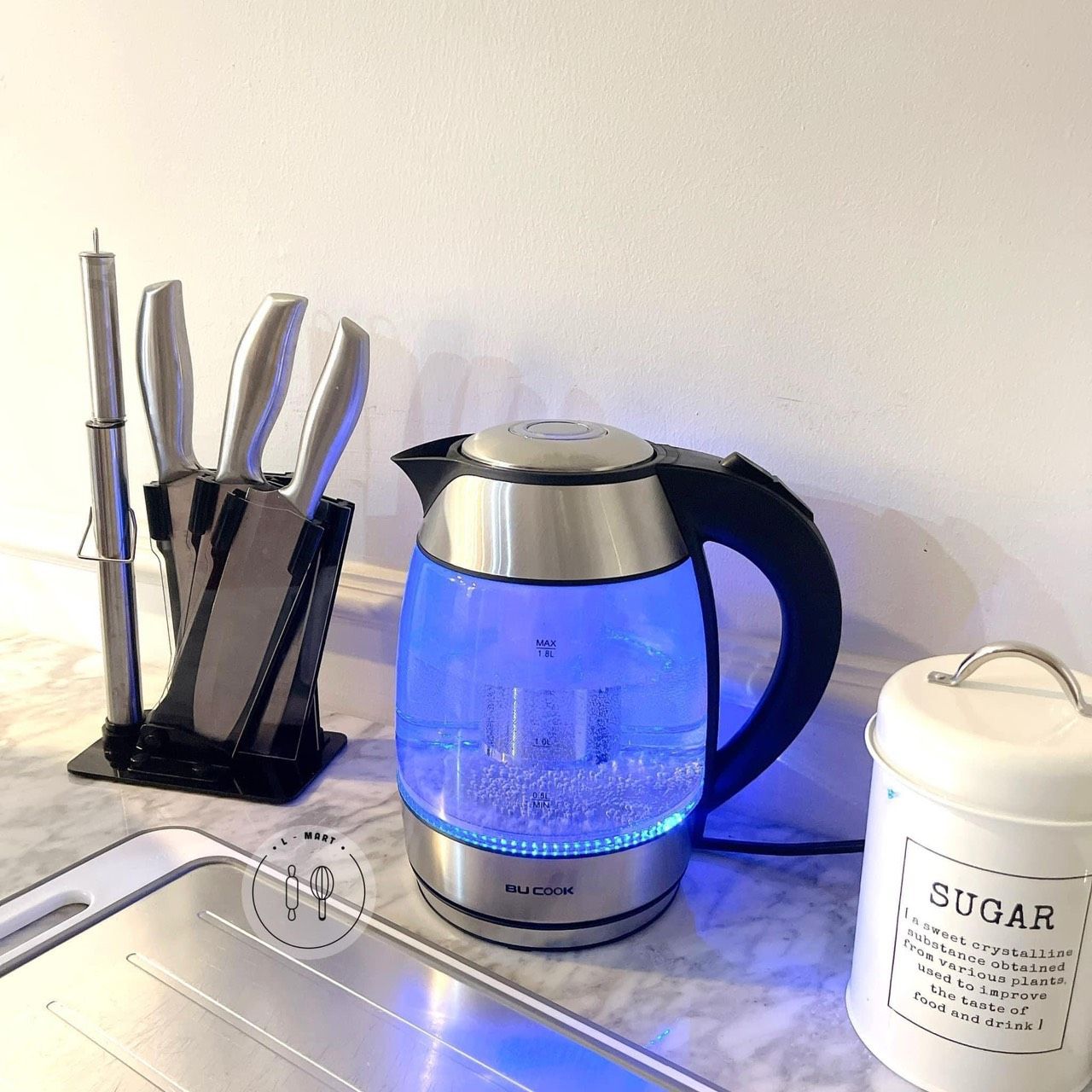 Ấm siêu tốc thủy tinh BUCOOK  1L8