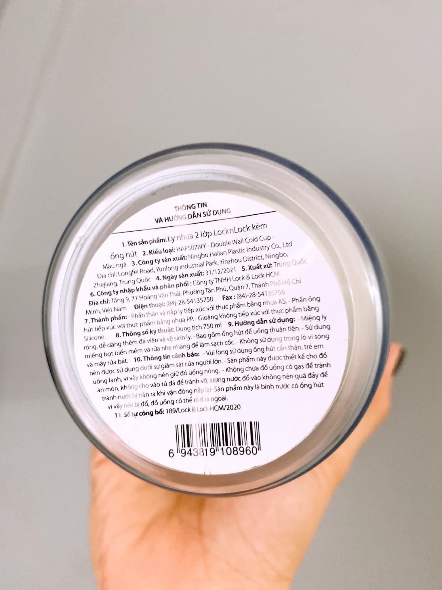 Ly nhựa 2 Lớp Lock&Lock 750ml