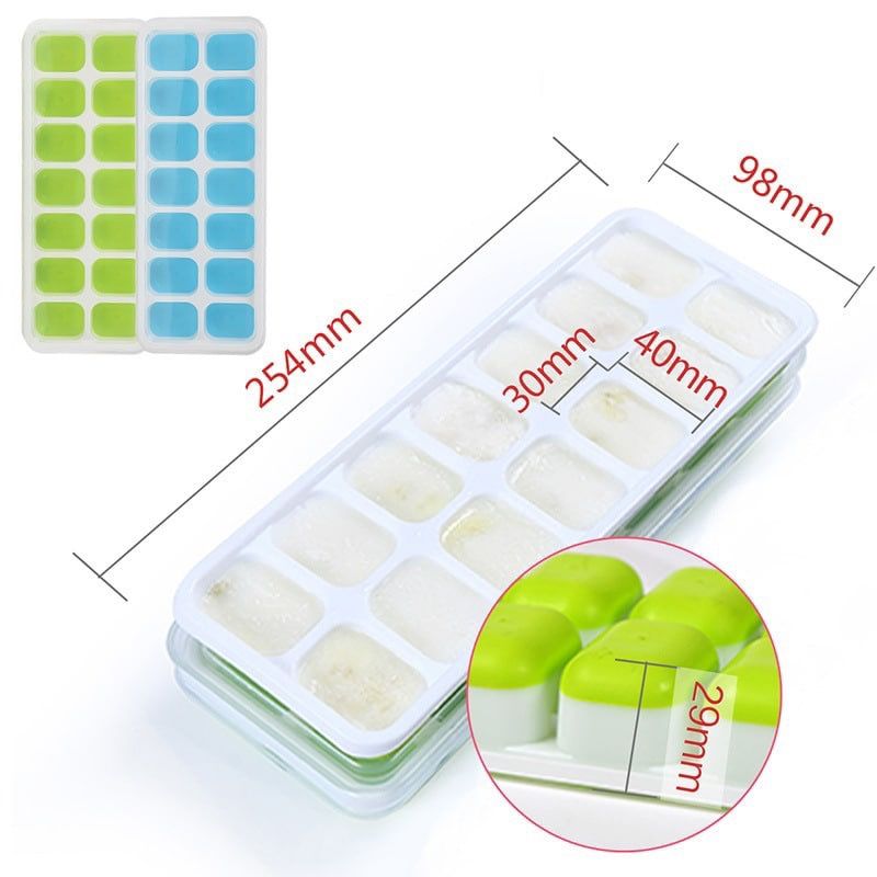 KHAY LÀM ĐÁ SILICON BINGMO CÓ NẮP ĐẬY - SET 3KHAY 