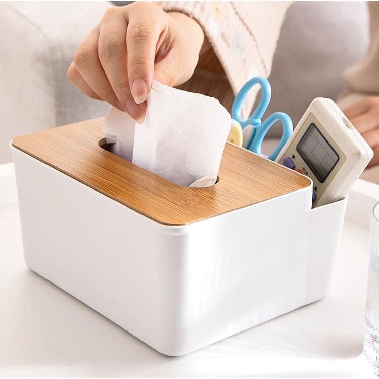 HỘP ĐỰNG KHĂN GIẤY NẮP GỖ 