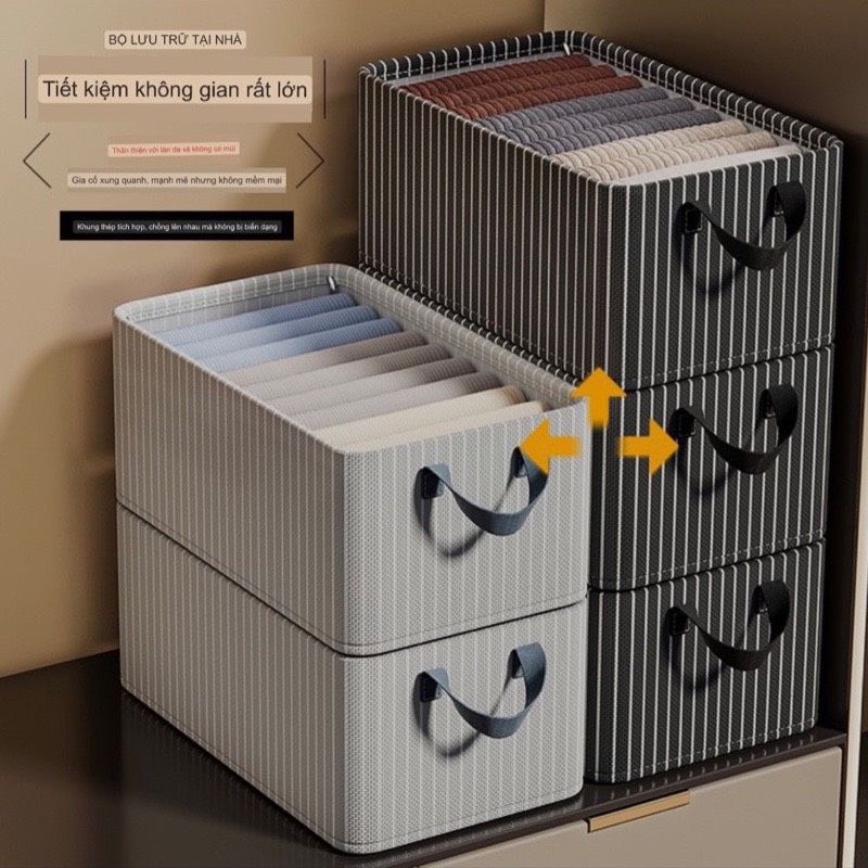 Hộp Vải Đựng Quần Áo khung sắt - SET 2 CÁI 