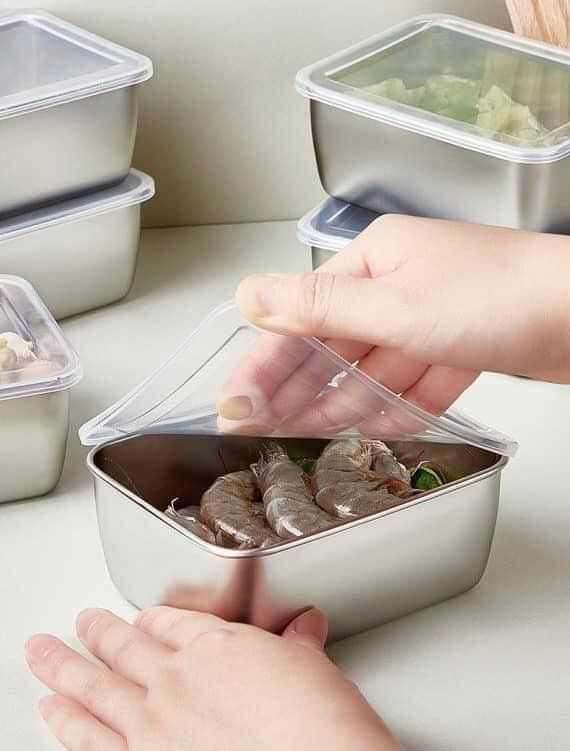 HỘP INOX KÈM NẮP NHỰA SET 5 CÁI