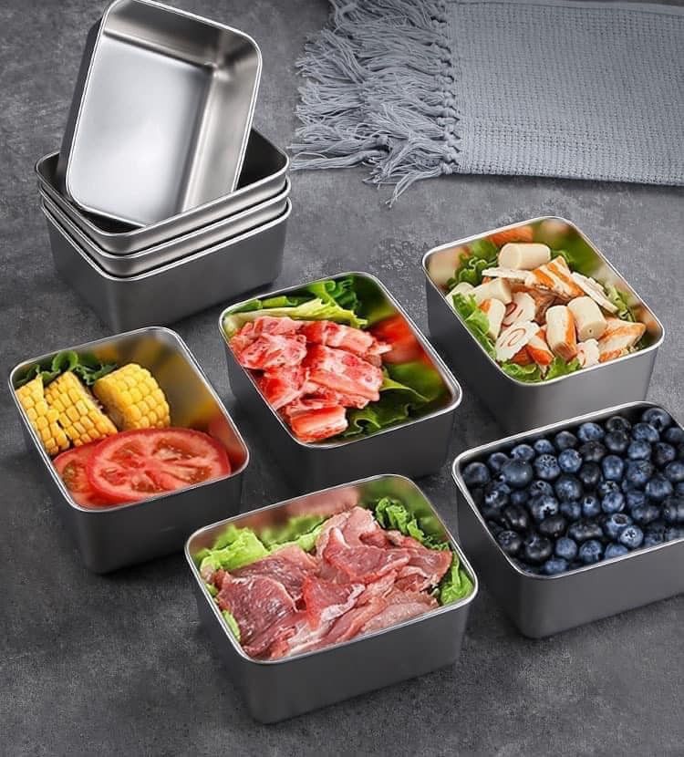 HỘP INOX KÈM NẮP NHỰA SET 5 CÁI