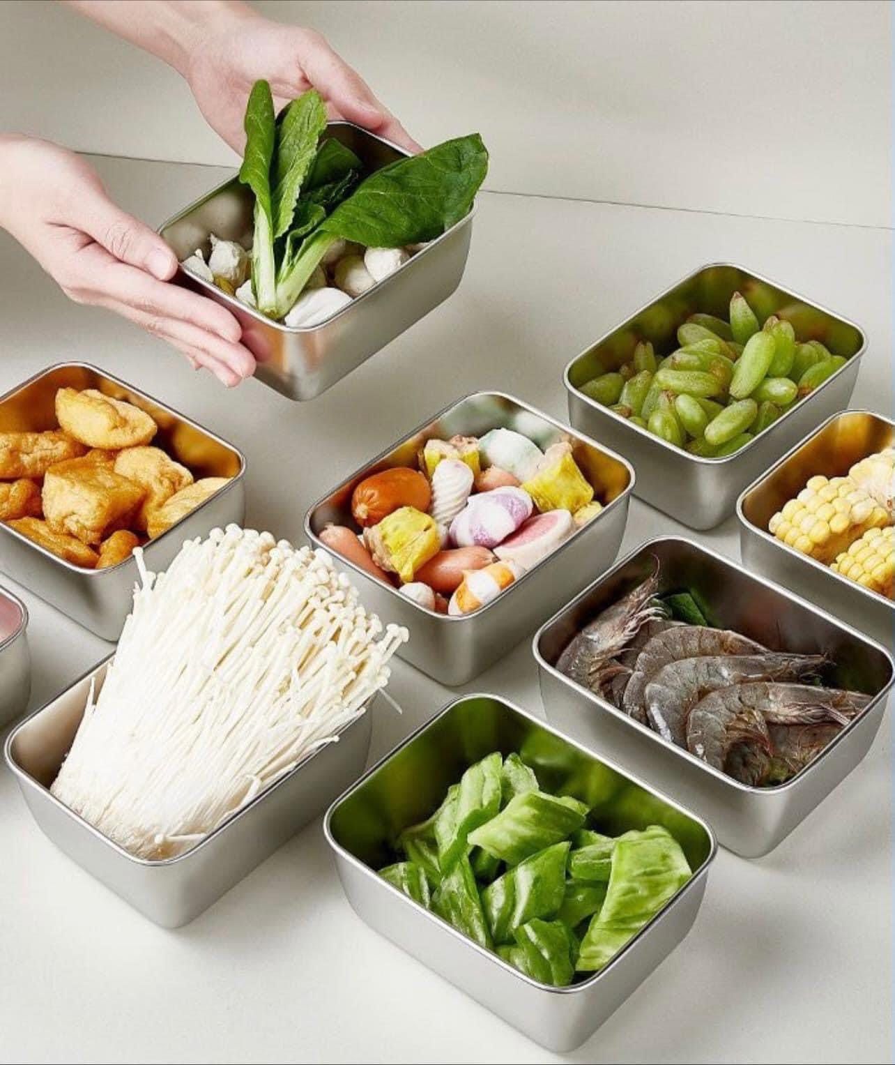 HỘP INOX KÈM NẮP NHỰA SET 5 CÁI