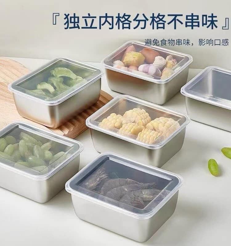 HỘP INOX KÈM NẮP NHỰA SET 5 CÁI