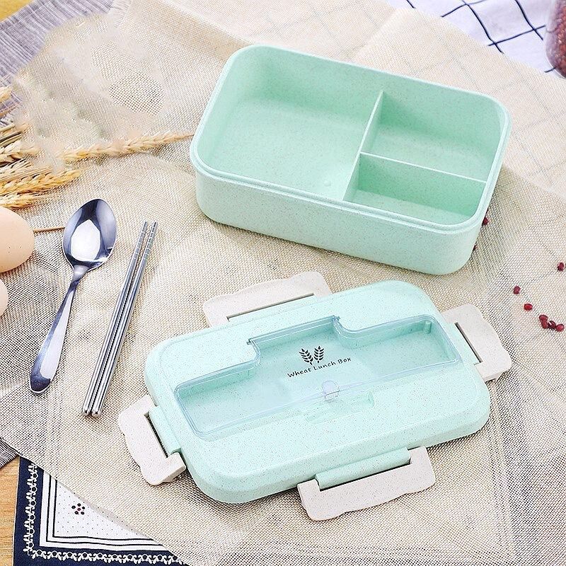 HỘP CƠM LÚA LẠCH 3 NGĂN KÈM ĐŨA