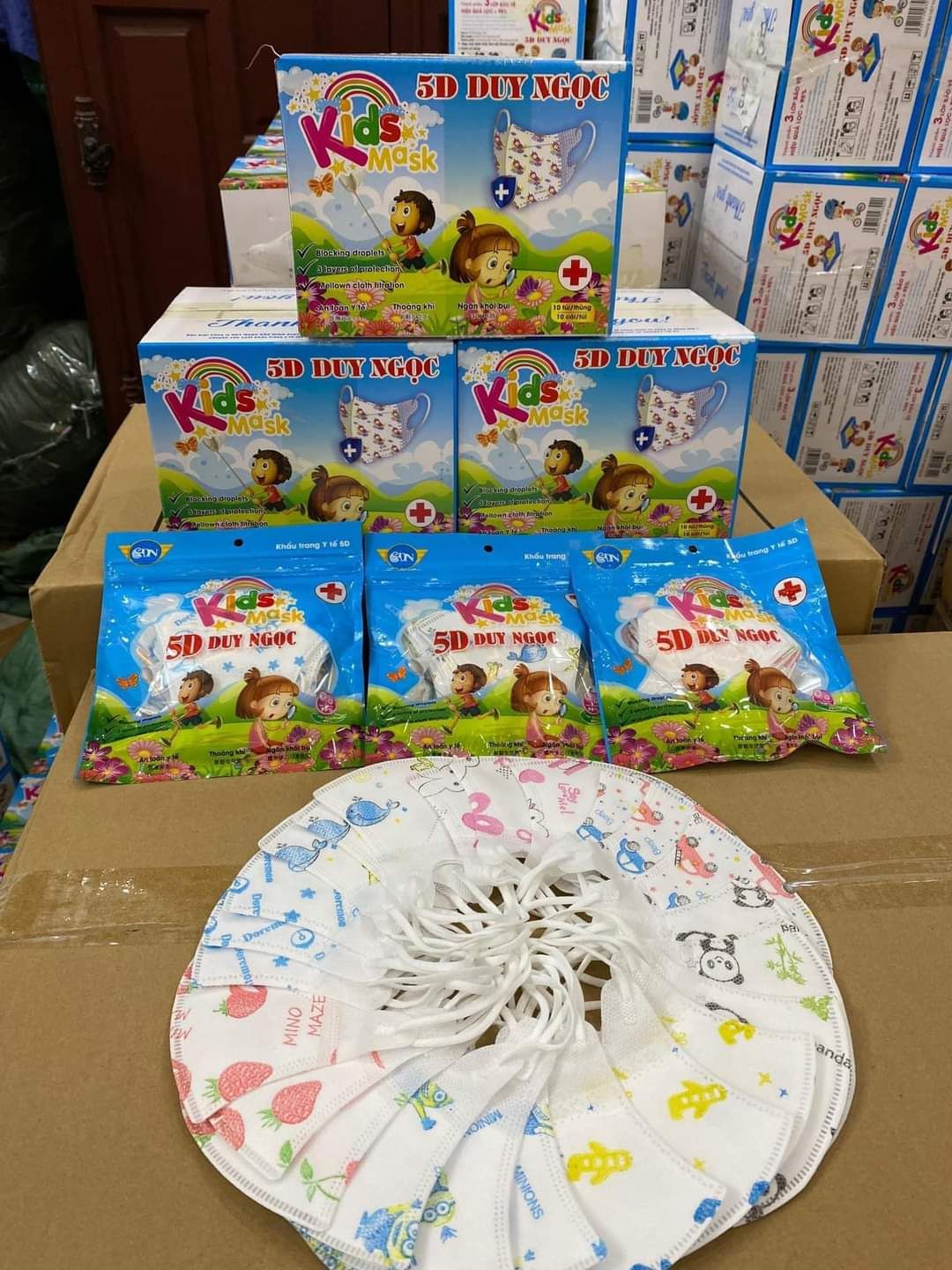 KHẨU TRANG 5D DUY NGỌC EM BÉ - THÙNG 100 CÁI 