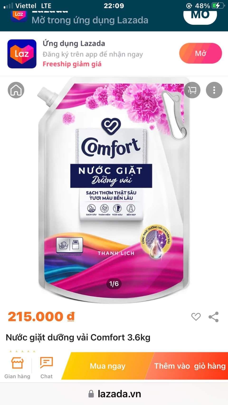 Nước Giặt Comfort - Túi 3kg6