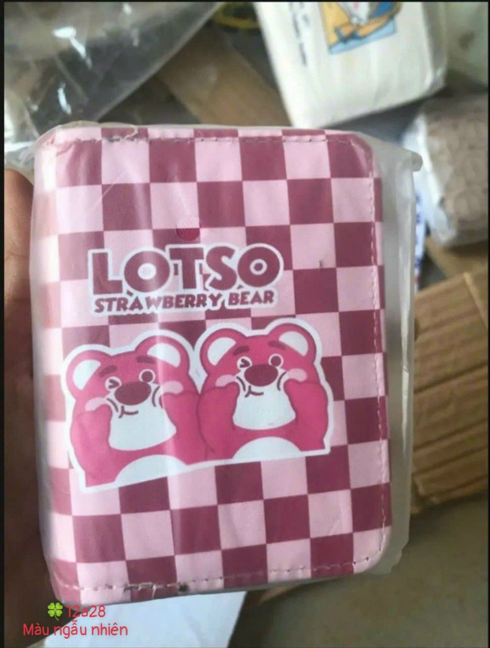 VÍ DA CẦM TAY MINI GẤU DÂU