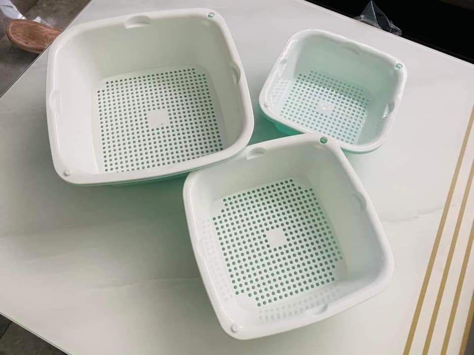 BỘ 3 THAU + 3 RỔ VUÔNG