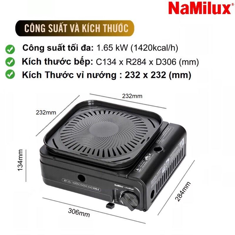 BẾP NƯỚNG KHÔNG KHÓI NAMILUX GS3123PF TẶNG KÈM KẸP GẮP 