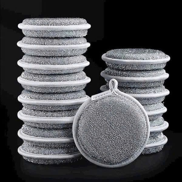 Miếng Tròn Rửa Bát 2 Mặt XÁM _  1 SET (5 MIẾNG)